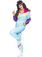 Women's 80s ski suit, costume jumpsuit, front zipper, colorful design
